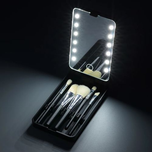 Kit de pinceaux à maquillage avec miroir led